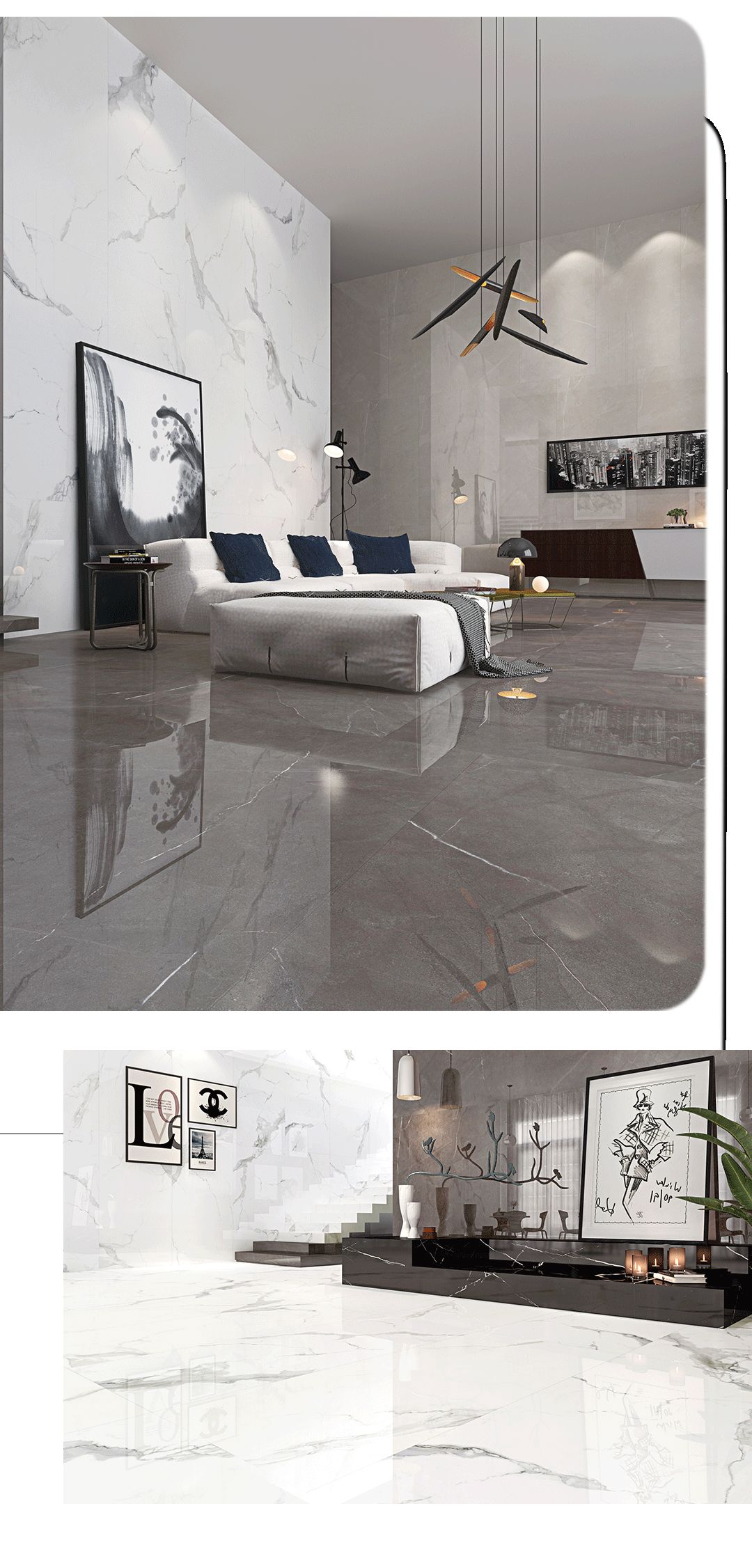 丝瓜视频免费观看900x1800mm陶瓷大板大花白装修效果图