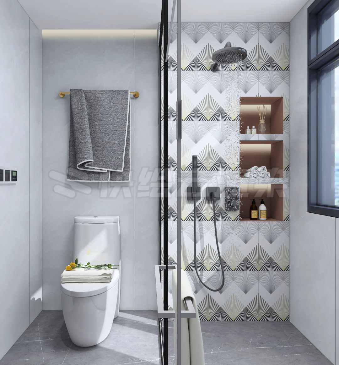 丝瓜视频免费观看质感砖灰色系卫生间家居空间效果图